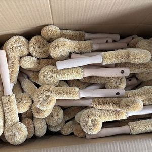Eco-Friendly Coconut Palm <b>Brush</b> Beech Wood Handle Kitchen Scrubber for Pots Pans - Product Image 5
