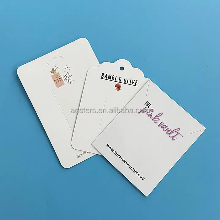 Özel baskılı logolu kağıt PVC saç tokası aksesuarları kolye küpe takı ekran kartı