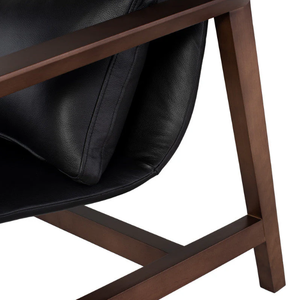 Asiento Toss Almohada Silla de sala de estar Ultimate Comfort Premium Cuero negro Silla ocasional Cuero genuino - Product Image 4