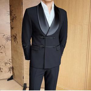 Áo vest nam kiểu Trung Hoa, cổ shawl, lịch sự, thích hợp cho công việc, dạ hội, tiệc cưới & trang phục trang trọng, vest chú rể, size lớn cho nam - Product Image 4