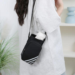 กระเป๋าใส่โทรศัพท์ทรงสี่เหลี่ยมแนวตั้งแบบยูนิเซ็กซ์พร้อมซิปปิด กระเป๋าสะพายข้างทนทานสำหรับใช้ในชีวิตประจำวัน สีดำ สีส้ม - Product Image 5