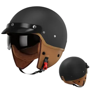 SD <span class=keywords><strong>ABS</strong></span> レトロバイク用ヘルメット、メンズハーフフェイスプロテクション、大人用クラッシュヘルメット - Product Image 3