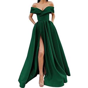 Robe de soirée longue en satin à épaules dénudées, élégante et cintrée, pour femmes, tailles XS S M L XL XXL - Product Image 3