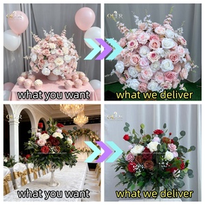 Vente en gros OLER, centre de <span class=keywords><strong>table</strong></span> romantique rustique de haute qualité, fleur artificielle en soie rose, <span class=keywords><strong>décoration</strong></span> de <span class=keywords><strong>table</strong></span> - Product Image 5