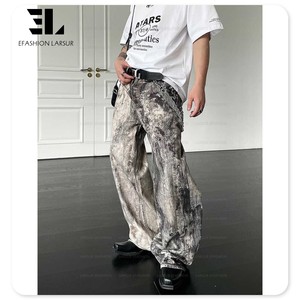 LARSUR Fábrica personalizada 3D Full Dtg <span class=keywords><strong>Dgt</strong></span> Imprimir Mud Jeans Baggy Trompe L'oeil Loeil Denim Gráfico Impresión digital Distress Dirty Jeans - Product Image 2