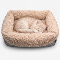 Coussin carré pour animaux de compagnie, surface en cachemire tissé jacquard, résistant à l'usure, anti-mastication, lit confortable pour petits animaux