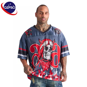 QZFSO Custom All-Over Graphic Print Shirt Satin Mesh Patchwork Oversized V-neck Streetwear Football Tee Men Biker Racing Jersey - Product Image 1