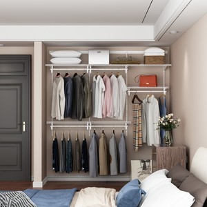 <span class=keywords><strong>Armario</strong></span> de estanterías de alambre para ropa de pared de habitación barata, sistema de estantes de alambre galvanizado independiente para dormitorio - Product Image 3