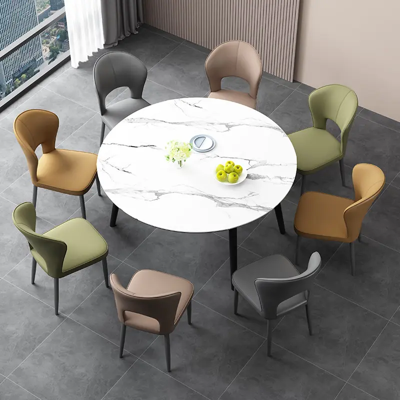 Chaise de salle à manger en cuir PU au design moderne de luxe Offre Spéciale avec pieds en métal pour salle à manger de restaurant