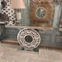 Table console de salon moderne de luxe en miroir argenté, nouvelle conception, haute qualité, vente chaude, Guanding MDF+Miroir Argenté Source