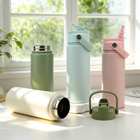 Botellas deportivas personalizadas de 18 oz, termo aislado al vacío, a prueba de fugas, libre de BPA, botella de agua térmica de acero inoxidable para gimnasio y viajes