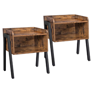 Table de chevet en bois massif de style industriel moderne, à monter soi-même, avec structure métallique pour chambre à coucher - Product Image 1
