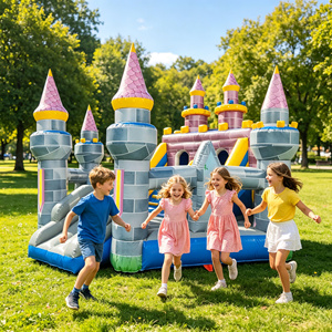 Château <span class=keywords><strong>gonflable</strong></span> médiéval personnalisé avec double toboggan, château de saut en PVC pour enfants, idéal pour les fêtes et la location commerciale - Product Image 4