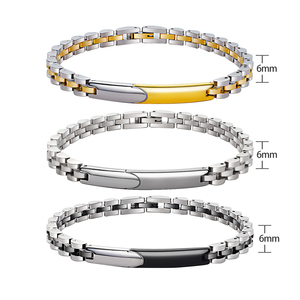 Bracciale cubano multicolore catena a doppia fila <span class=keywords><strong>con</strong></span> fibbia magnetica in acciaio inossidabile intrecciato placcato oro gioielli da uomo a doppio strato - Product Image 2