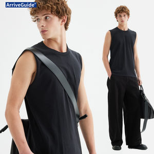 Мужская укороченная футболка-боксерка из 100% хлопка (220 г/м²) с индивидуальным принтом логотипа, летняя, без рукавов, для спорта и тренажерного зала, майка-топ для мужчин - Product Image 2