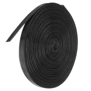 30m 8/10/12/15/20mm Nylon Black Expandable Sheathing Tight Braided Loom Tubing Wire Cable Sleeving Insulation For Wrapping Cable