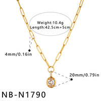 Colliers délicats géométriques ronds et carrés avec breloques en strass plaqués or, bijoux étincelants de qualité supérieure, vente en gros TGXL15359