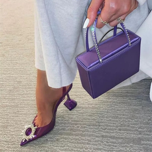 Sandalias Plastico 2025 New Arrival Phụ Nữ Giày Bạc Rhinestone Màu Xanh Tím Màu Xanh Lá Cây Rõ Ràng Gót Cho Phụ Nữ - Product Image 4