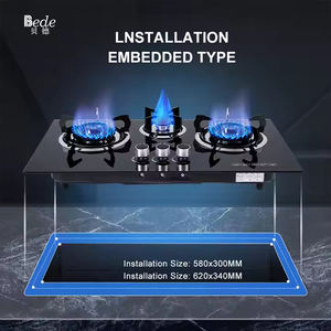 Produsen grosir 3 tungku kompor gas kaca tempered dibangun ke dalam desain modern peralatan dapur rumah tangga kompor gas - Product Image 6