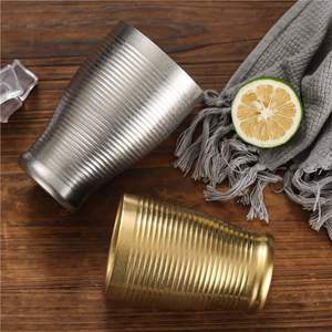 Retro 304 Stainless Steel Tumbler Hammered Finish Multi Use Cup For Party Beverage Drink Gold Silver Color - Product Image 2