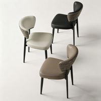 Chaise de salle à manger minimaliste italienne avec cadre en acier et dossier en cuir, tabouret en cuir adapté aux hôtels, restaurants et cafés