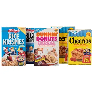 Collection of Vintage Breakfast Cereal Boxes Custom Cardboard Cereal Packaging Boxes Empty Instant Oatmeal Porridge Paper Box