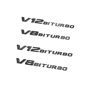 Emblema Auto 3D in ABS V8 V12 Biturbo Adesivo per Parafango per C63S E63 CLS63 Cromato Nero per <span class=keywords><strong>Mercedes</strong></span> <span class=keywords><strong>Benz</strong></span> - Product Image 2