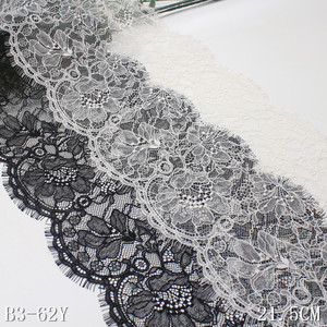 بسعر المصنع الصناعي جودة عالية 21 من قماش الدانتيل الأسود الغالون الفرنسي الواسع رموش شانتيلي نايلون قماش دانتيل - Product Image 1
