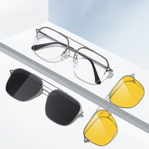 Hotsale 3 trong 1 từ clip trên phân cực Kính mát màu đen và màu vàng ánh sáng kim loại kính khung với phân cực & Tầm nhìn ban đêm - Product Image 3