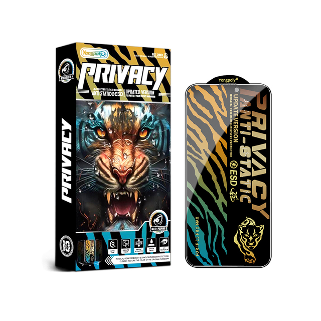 Leopard Print Custom Privacy ESD Tempered Glass Phone Film Printed Screen Protectors Installation Kit for Mobile Phone