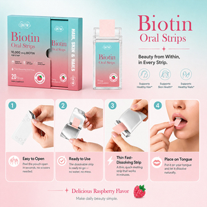 Tiras Orales de Biotina OKTE 10000 mcg de Disolución Rápida para la Salud del Cabello, Piel y Uñas, Suplemento en Película que se Derrite en la Boca - Product Image 2