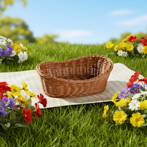 Cesta <span class=keywords><strong>de</strong></span> Almacenamiento Ovalada Multiusos <span class=keywords><strong>de</strong></span> Plástico Tejido Ecológico Moderno <span class=keywords><strong>para</strong></span> Pan, Frutas, Verduras y Aperitivos - Decoración del Hogar - Product Image 6