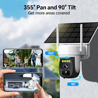 Cámara de Seguridad PTZ Inalámbrica con Energía Solar, WiFi, Visión Nocturna en Color HD 2K, Detección de Movimiento, Monitoreo Remoto, Tarjeta SD de 32 GB