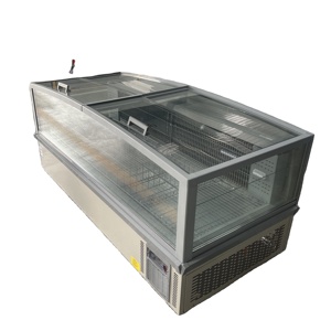 Siêu thị lớn Cửa sổ quan điểm thủy tinh LED chiếu sáng Ice Cream hiển thị đẩy lên và xuống cửa kính đảo tủ đông - Product Image 1