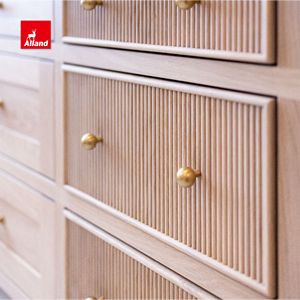 Simple and Clutter-free White Oak Timber Kitchen <strong>Cabinet</strong> with Fluted Reeded Details Inset Door Joinery and Brass Knob Handle - Product Image 3