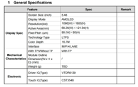 شاشة عرض AMOLED مقاس 5.48 بوصة بدقة 1080×1920 مع خاصية اللمس المدمجة وتردد 120 هرتز لوحدة تحكم الألعاب المحمولة