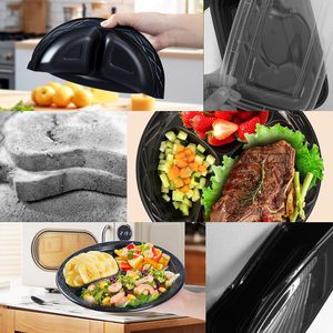 Lonchera Desechable Negra al por Mayor, con 2 Compartimentos, Apta para Calentar, Libre de BPA, a Prueba de Fugas, Precio Bajo - Product Image 6