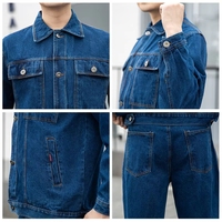 Ensemble de vêtements de travail en denim épais pour le printemps et l'automne, pantalons et jeans durables, uniformes de travail pour hommes et femmes