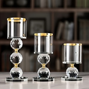European Style Crystal <strong>Candle</strong> <strong>Holders</strong> Simple Romantic Glass Decorations <strong>Windproof</strong> Features Tall <strong>Candle</strong> Cups Lanterns - Product Image 1