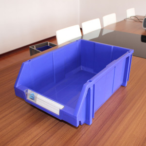 Plastic stackable parts bin for warehouse tool storage bin