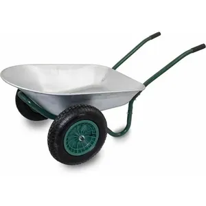carrinho de mão Suppliers-Bandeja galvanizada resistente de duas rodas, jardim, barra de rodas wb6406 com aro de plástico