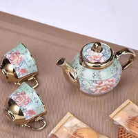 Service à thé en céramique plaqué or électrolytique, avec tasse et soucoupe à café résistantes à la chaleur, pour le bureau, coffret cadeau