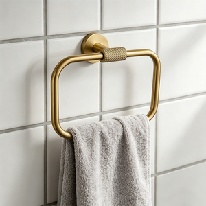 HONGDEC Anneau porte-serviettes carré en acier inoxydable doré brossé à fixer au mur - Product Image 3