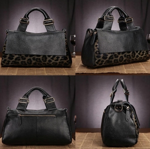 Sac à Main Femme Grande Capacité Tendance Imprimé Léopard, Sac Bandoulière Fourre-Tout en Cuir Souple Grain Litchi - Product Image 6