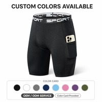 Shorts de compression athlétiques classiques pour hommes, extensibles, avec logo personnalisé, confortables, taille mi-haute, décontractés, couleur unie