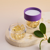 Nouvelle conception de bouteille en plastique PS 2 en 1 à paroi épaisse avec bouchon à vis 30 ml + 30 ml pour deux types de capsules, capsules de vitamines, médicaments