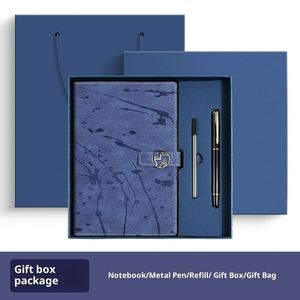 Wholesale Promotional Corporate Business Luxury Office Custom Logo A5 Pu Black Modern Embossed Notebook Planner 2-in-1 Set - Product Image 2