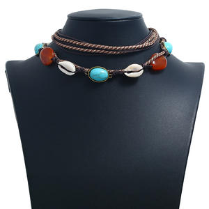 2025 nouveau coquillage conque cuir tressé tour de cou été plage femmes mode ruban Suture coquille gland naturel Agate collier - Product Image 3