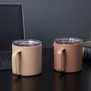 Cross-Border 304 Stainless Steel Coffee <b>Mug</b> with Push Piece Handle Modern Design Multi-Use Office Cup Color Custom Wholesale - Product Image 1