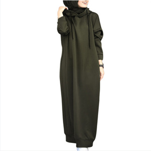 Label privé doux <span class=keywords><strong>grande</strong></span> <span class=keywords><strong>taille</strong></span> musulman surdimensionné décontracté coton Maxi femmes longue robe à capuche pour les femmes à capuche en gros - Product Image 6